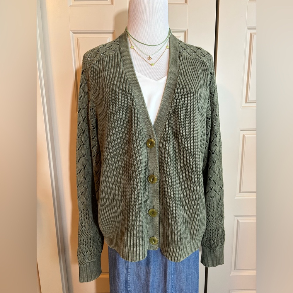 Sundance olive Green Knit Cardigan Sunkissed cotton